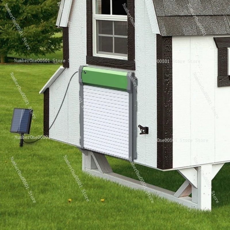 Solar remote control automatic light-sensitive chicken coop door automatic rolling shutter door pet household chicken coop door