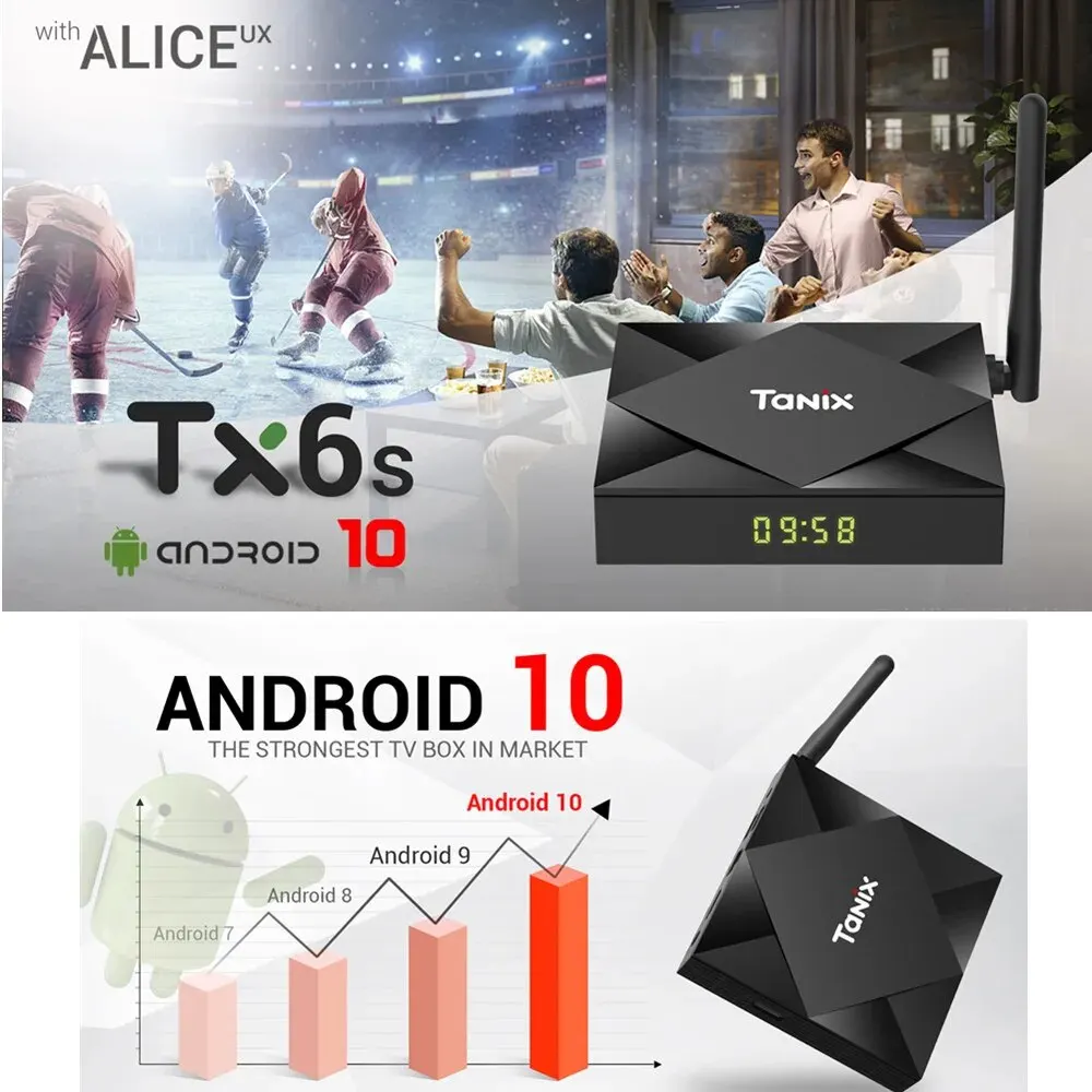 Tanix TX6S Android 10.0 TV Box Allwinner H616 Chip 4GB 32/64GB 2.4/5G Dual WiFi Bluetooth 4K HD Smart Set Top Box 2G16G