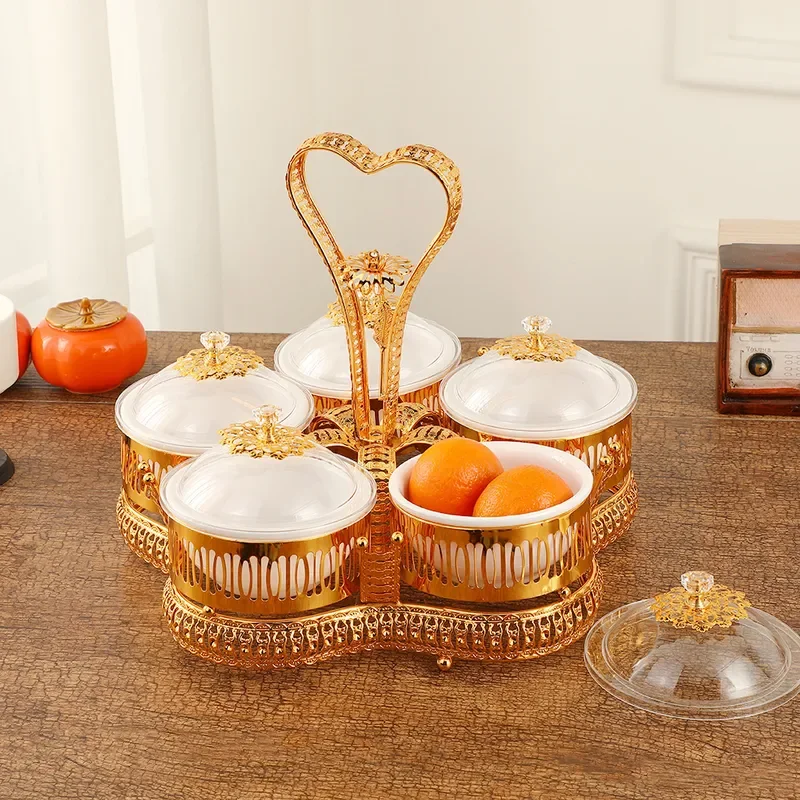 Modern Acrylic Fruit Plate With Lid Multi Tier Snack Tray For Living Room Tea Table Candy Dish European Style Home Decor
