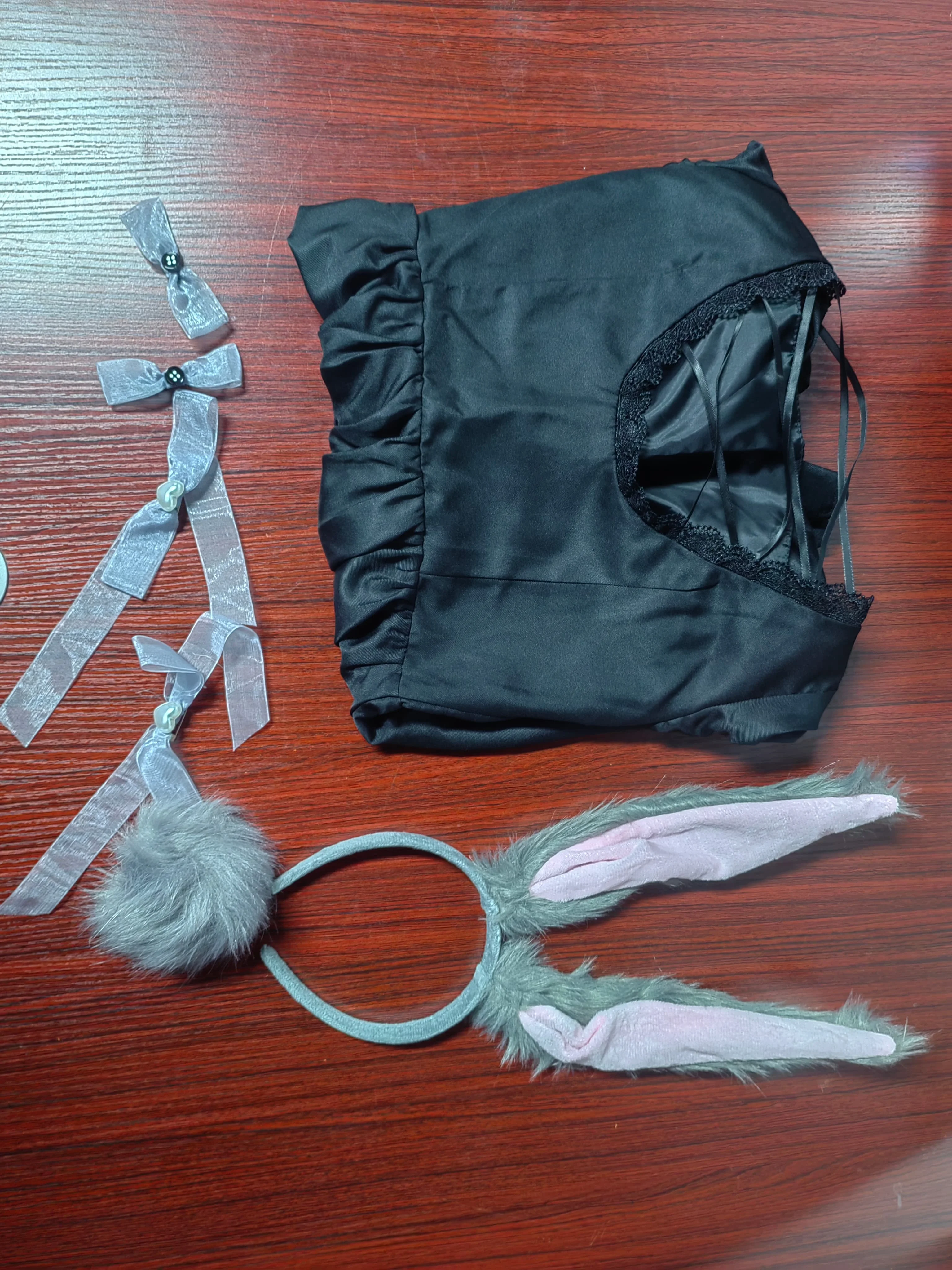 애니메이션 에일리언 스테이지 수아 토끼 카페 코스프레 블랙 의상 공주 드레스 가발