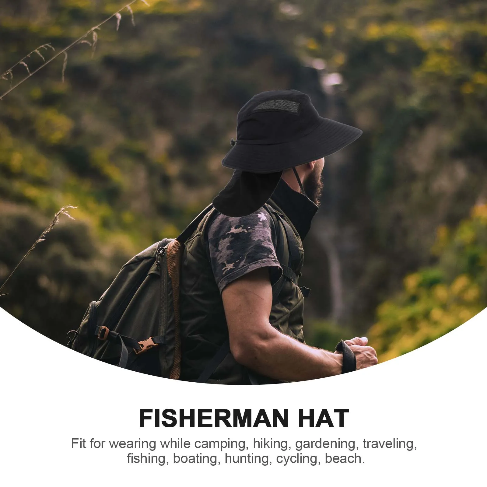 

Wide Brim Sun Hat UV Protection Summer Bright Fishing Cap Outdoor Hiking Hat Adjustable Drawstring Sunblock