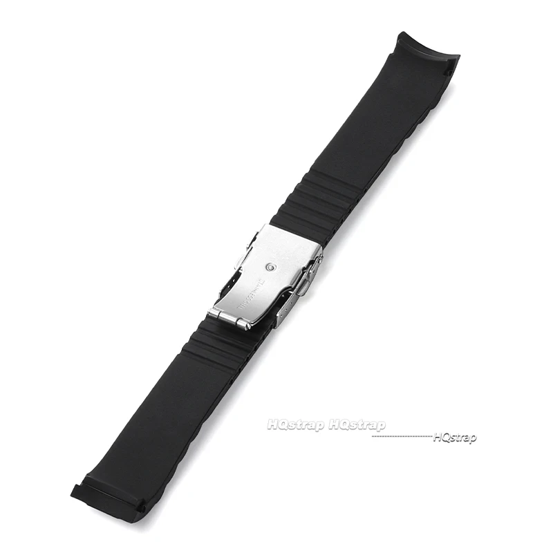 Curved End Silicone Watch Band 20mm 22mm Soft Rubber Watch Strap Folding Buckle for Men Watch Replacement Universal Bracelet