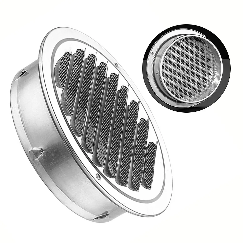 

70- 300mm Stainless Steel Air Vent Grille Insect Protection Home Exterior Wall Ducting Ventilation Tool Round