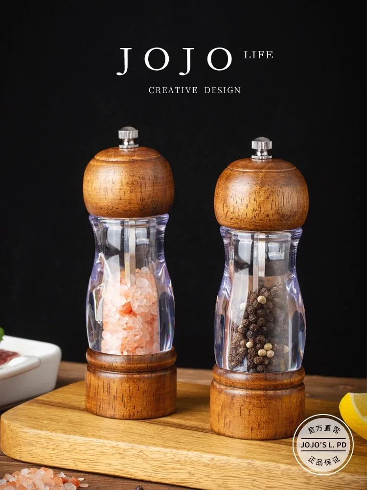 

Solid wood oak pepper sea salt grinder