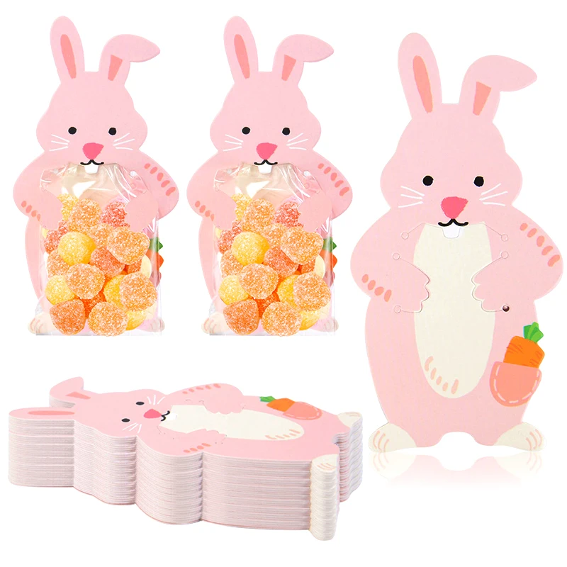 

30/10Pcs Easter Rabbit Candy Bags Cute Bunny Carrot Cookie Snack Packaging Bag Kids Gift Favors Birthday Party Decor Supplies