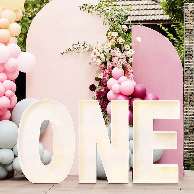 1set 70CM white Giant Letter Frame ONE BABY Birthday Wedding Baby shower Party Decoration DIY Name Balloon Filling Box