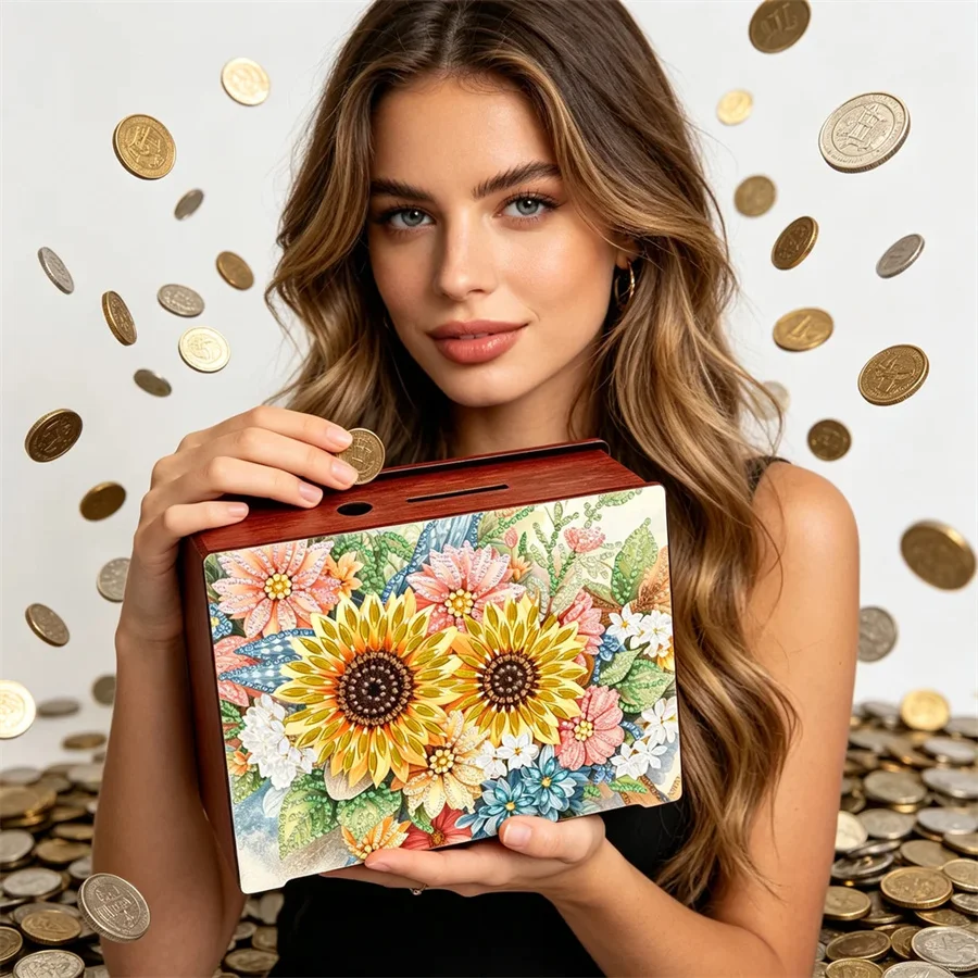 bloom saving pot Coin bill money box Diamond Painting Kits for Adults gift DIY Crystal Rhinestone Art Craft Decor Supplies craft