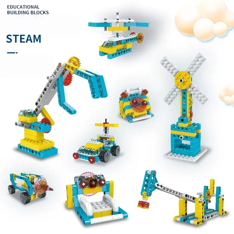 Bloc Robot ensemble Science éducation Puzzle bloc ensemble groupe mécanique engrenage jouet 3-en-un bloc paquet avec manuel d'instructions