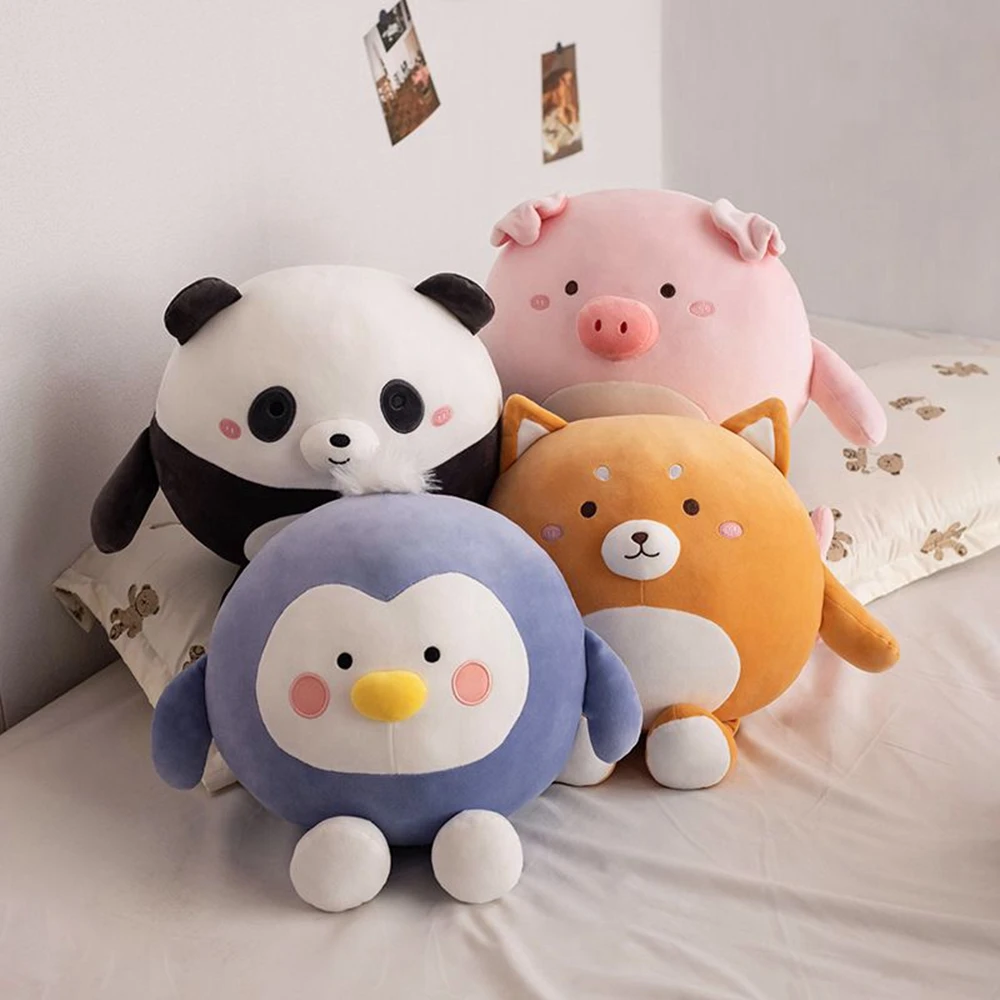 

23CM New Cute Animal Round Doll Plush Toy Dog Pig Penguin Panda Pet Modeling Super Cute Doll To Send Children's Birthday Gifts