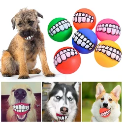 1/3/10pcs Rubber Dog Teeth Ball Toys Squeaky Cleaning Tooth Dog Chew Toy Colorful Funny Pet Toy With Smile Pattern Pet Products