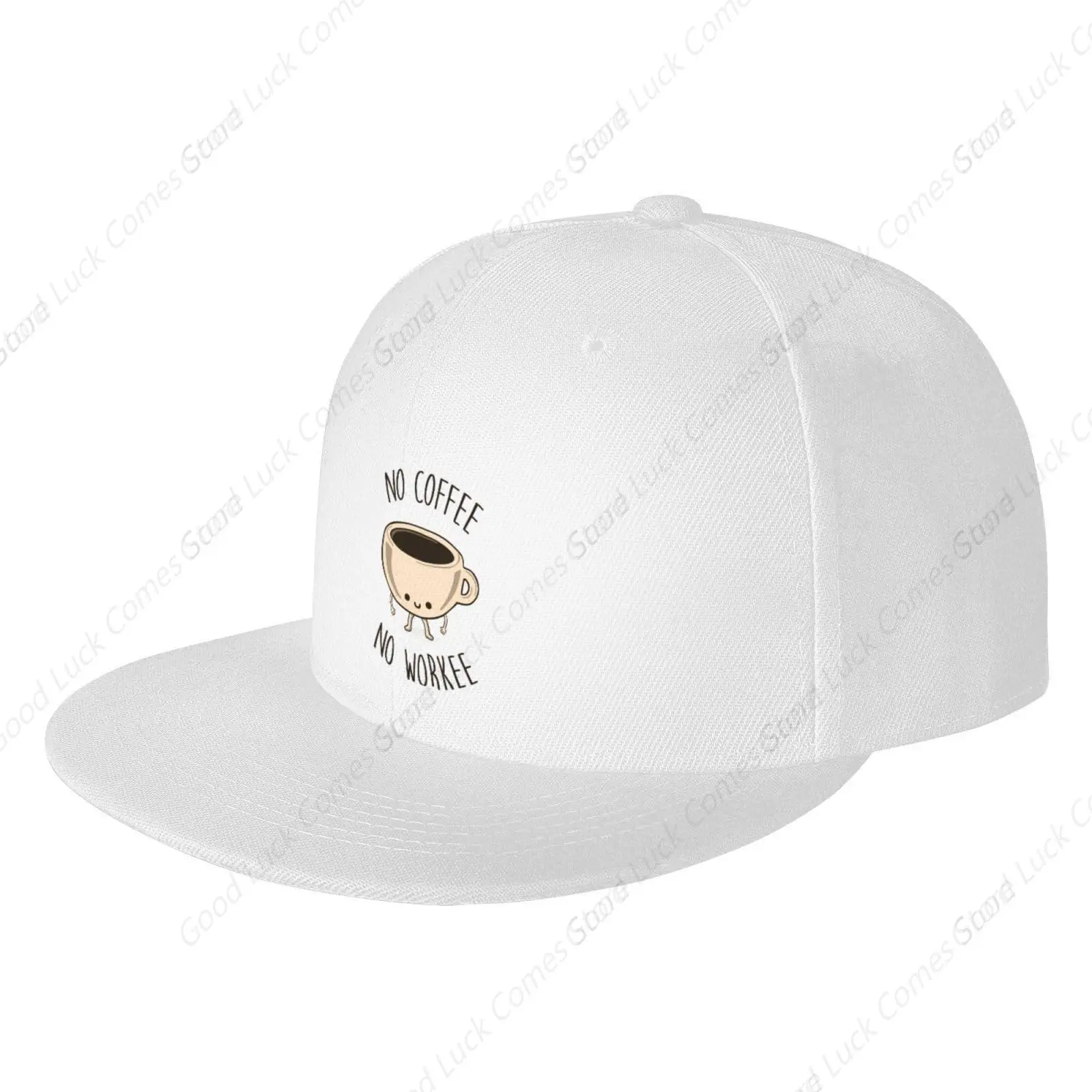 No Coffee No Workee Funny Flat Bill Hat Adjustable Baseball Cap for Men Women