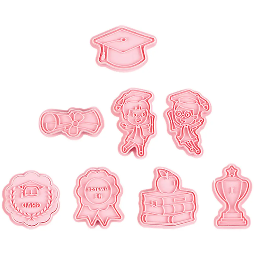 

8Pcs Graduation Fondant Cookie Cutters Baking Molds Chocolate Candy Mold DIY Dessert Supplies Graduation Mold Grad Mould