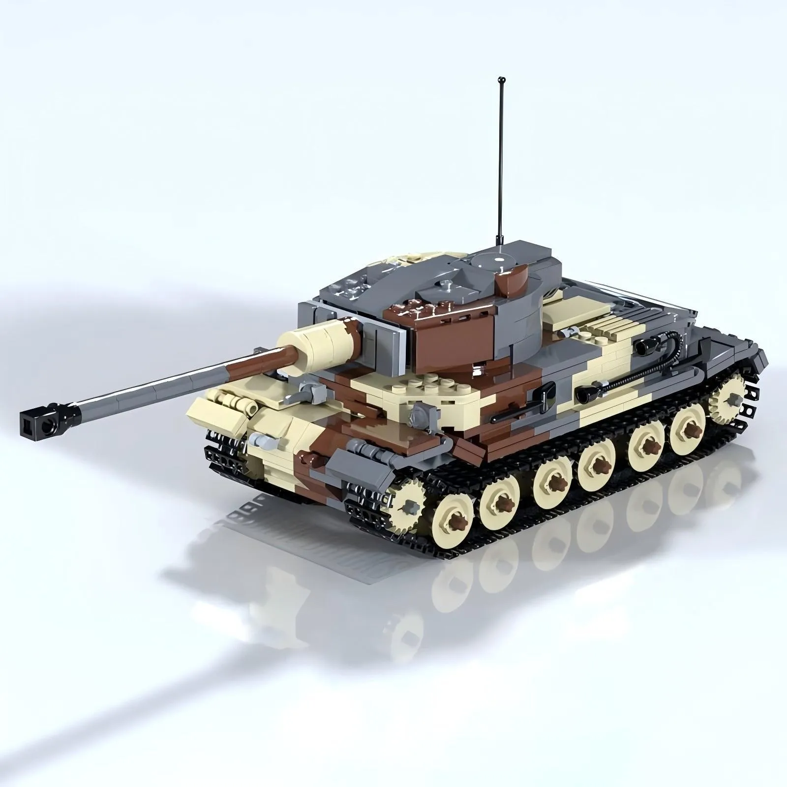 MOC Militär-Schwerpanzer mit Ketten, Gepanzertes Fahrzeug, Baustein-Set, Deutscher High-Tech Panzermodell, Kinderspielzeug, Geburtstagsgeschenk – Detail 1