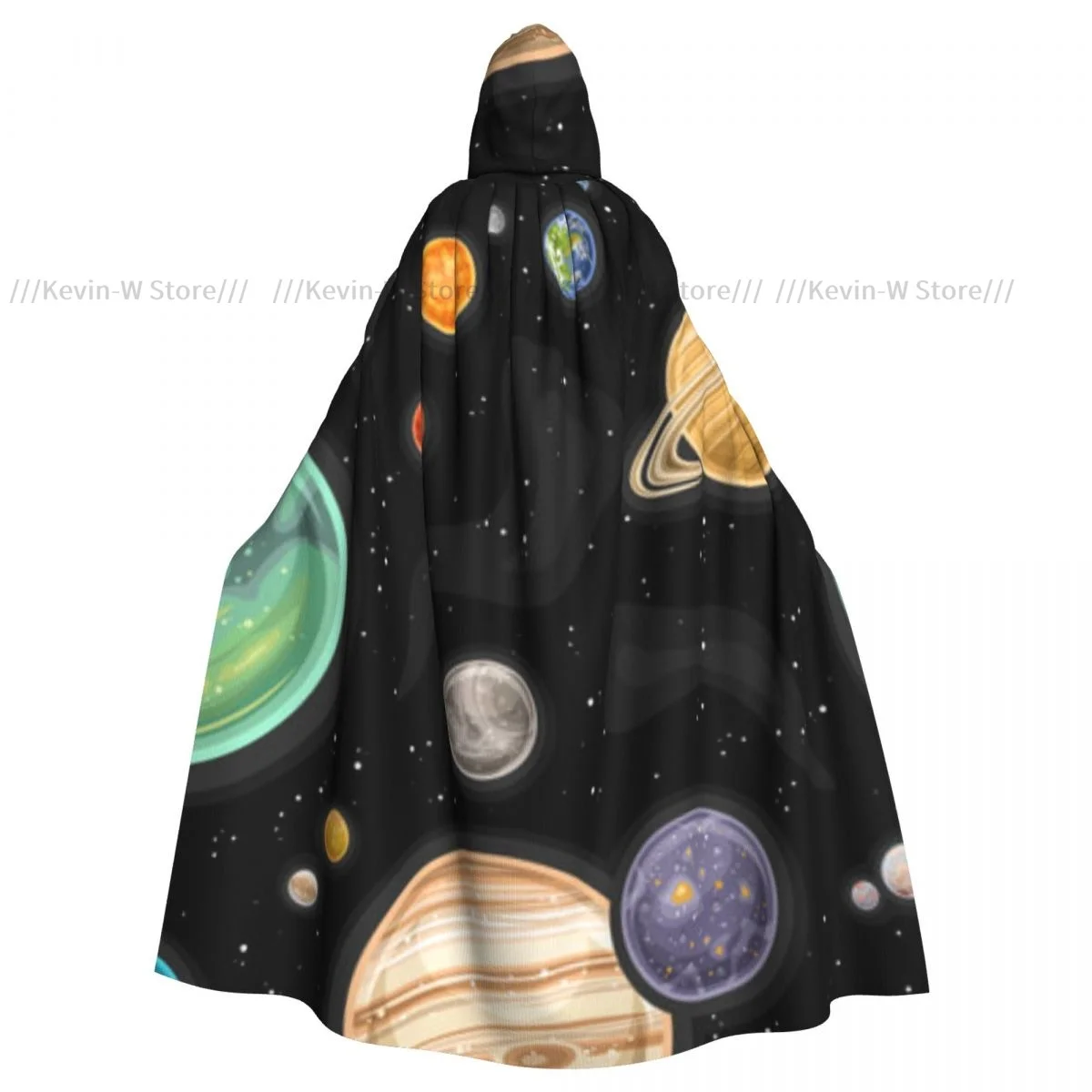 Space Planets And Stars Hooded Cloak Polyester Unisex Witch Cape Costume Accessory