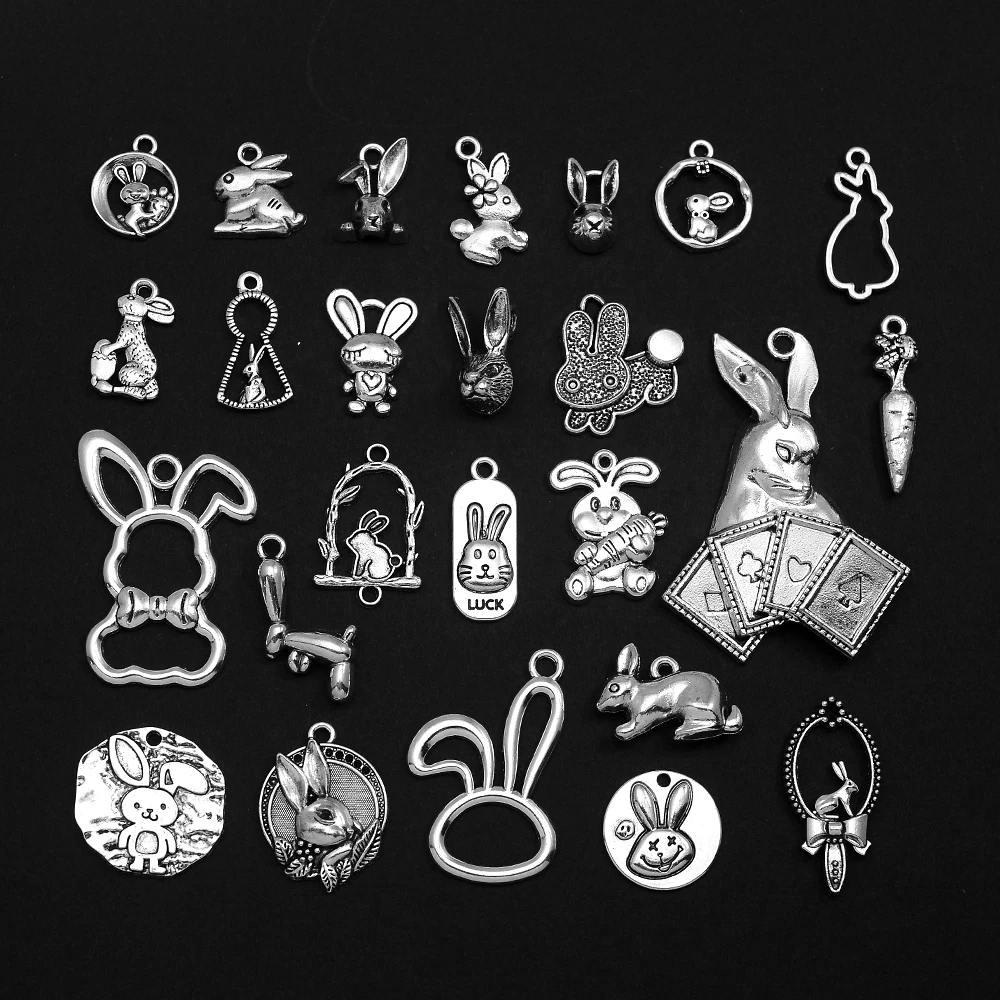 5/20 sztuk/partia królik króliczek Charms wielkanocne poszukiwanie jajek marchewki zwierzęta wisiorek dla Diy komponenty do wyrobu biżuterii akcesoria