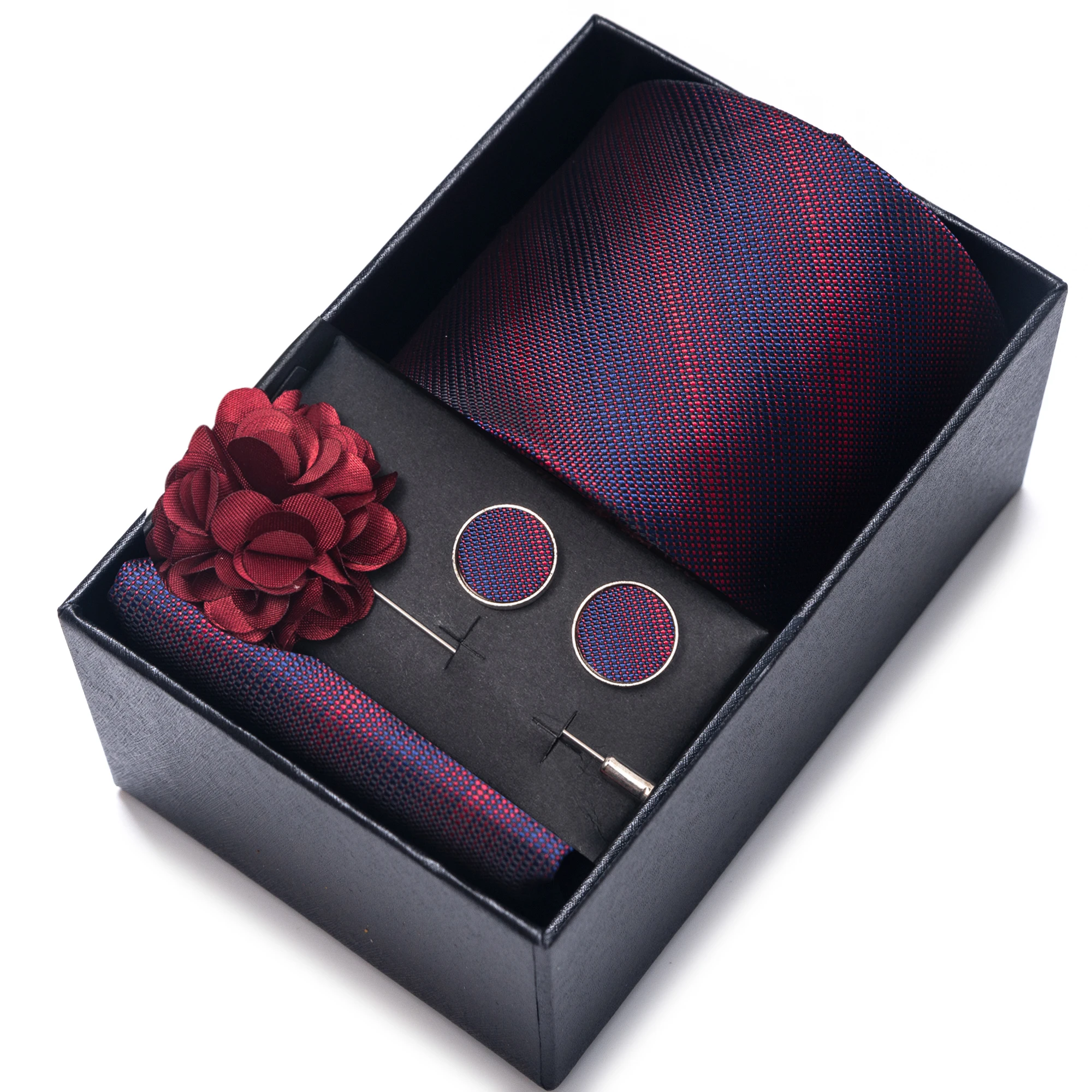5pcs/set  Many Colors Fashion  Tie For Men Handky Cufflink Brooch Necktie Set  Ideal Gift For Men