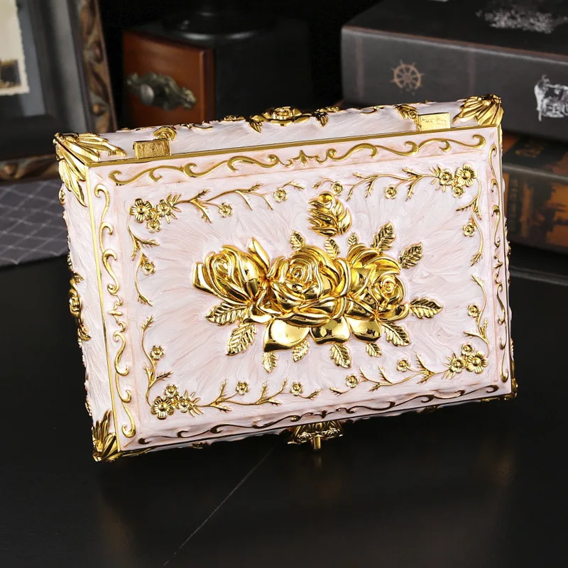 Luxury Large Zinc Alloy Jewelry Storage Box Organizer For Women Girl Jewelry Box For Necklace And Earrings