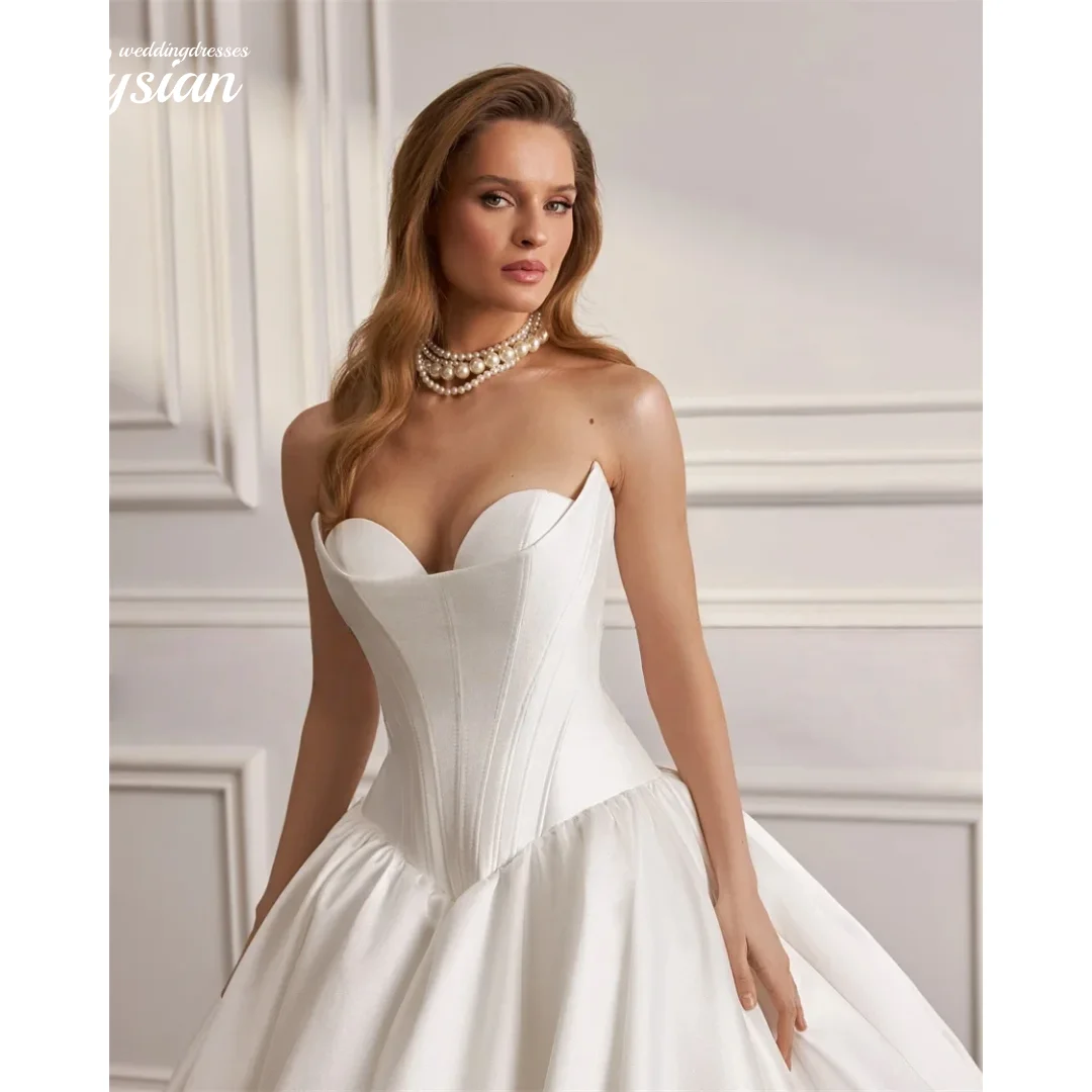 Роскошное свадебное платье принцессы без рукавов по индивидуальному заказу, атласные свадебные платья, свадебные платья на шнуровке, платья de novia