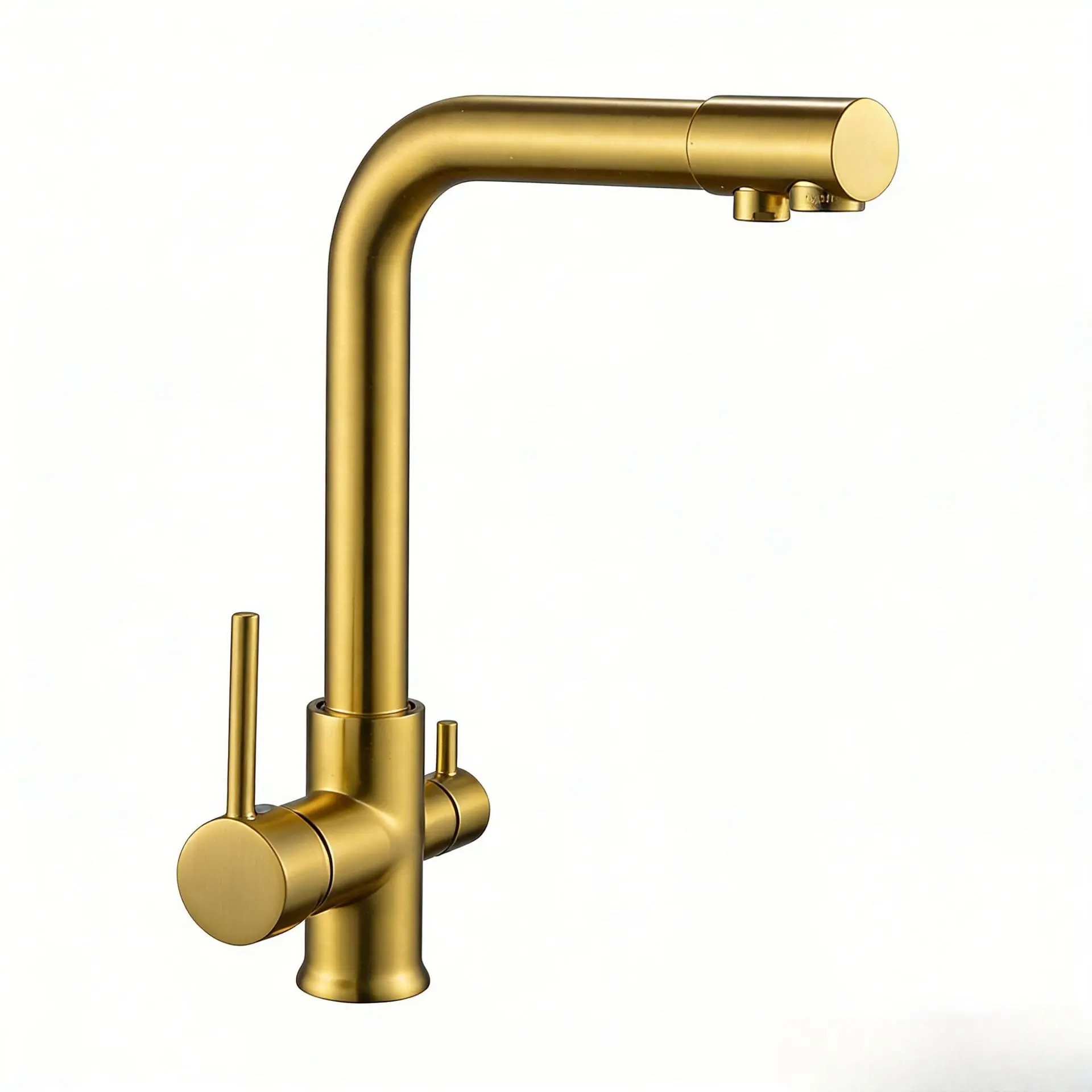 Brushed Gold Kitchen Faucet 2 Water Modes Solid Brass Single Handle Pull Out Sprayer Tap Deck Mount Hot Cold Water Mixer Sink Ta