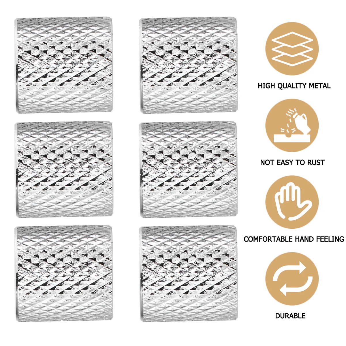 6 قطع من مقابض جيتار الجهير، أجزاء متينة، مقياس جهد الصوت من سبائك الألومنيوم باللون الفضي #6