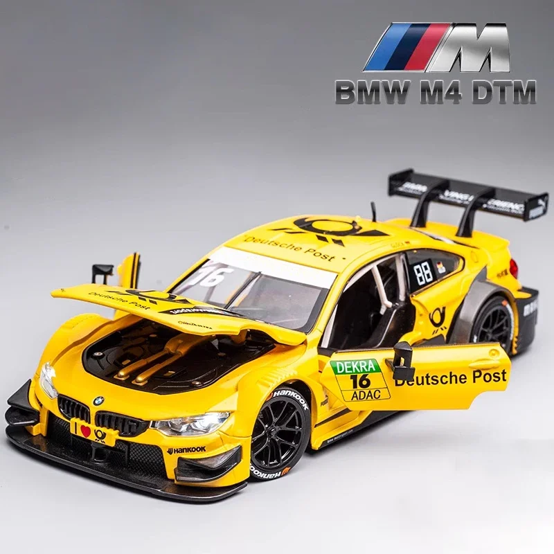 1:24 BMW M4 GT3 Alloy Die Cast Toy Car Model Sound and Light Pull Back Children\'s Toy Collectibles Birthday gift