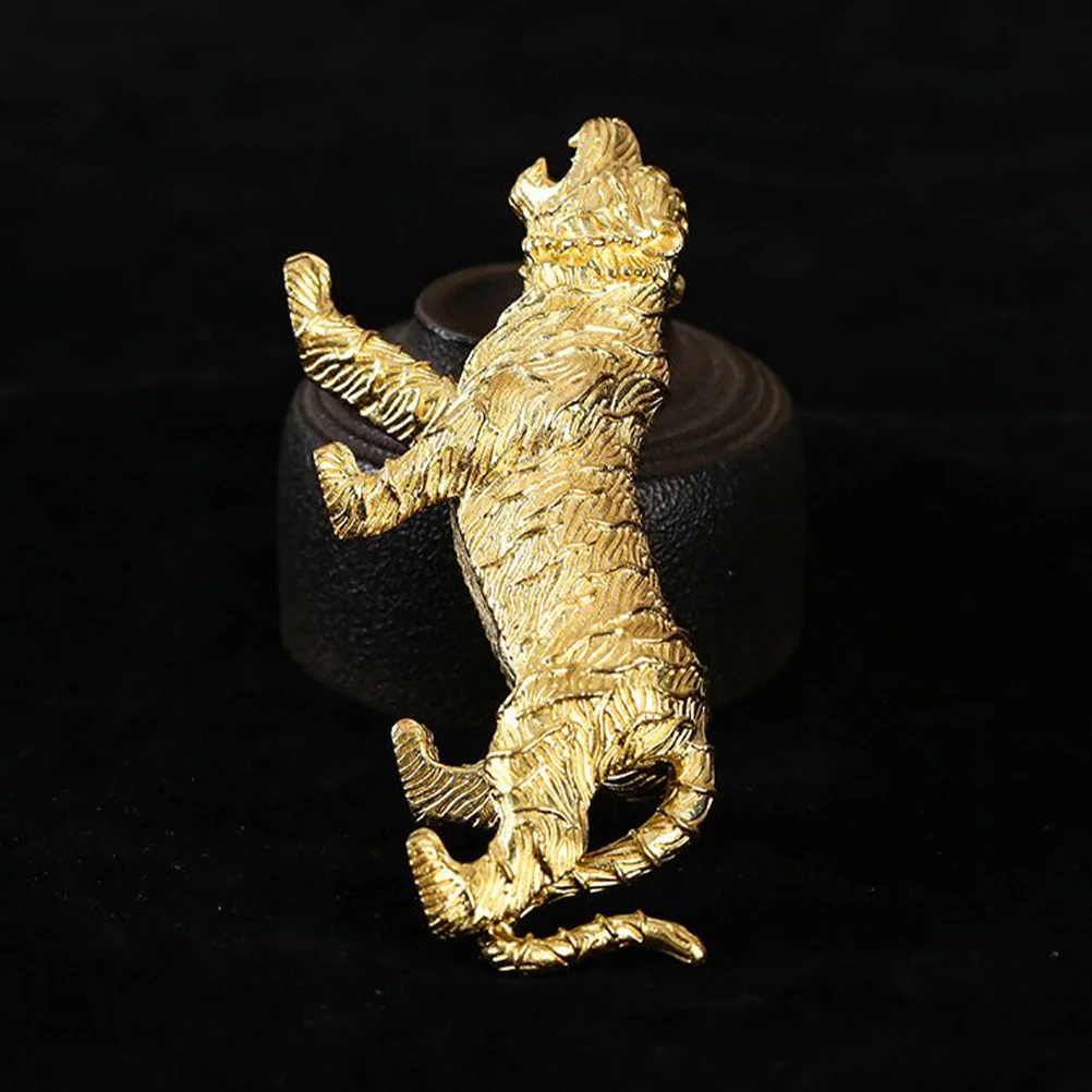 

Brass Tiger Statue Home Decor Miniature Sculpture Desktop Ornament Realistic Wear-Resistant Brass Tiger Decoration