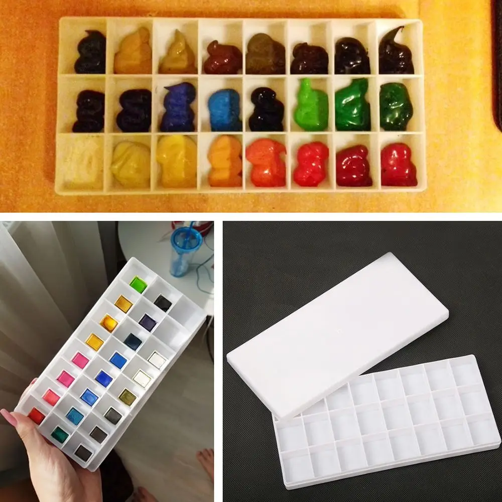 Plastic 24 Grids Gouache Kid Art Acrylic Painting Drawing Watercolor Grid Painting Supplies Color Palette