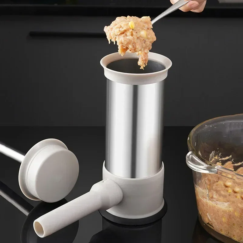304 Stainless Steel Large Manual Sausage Maker Meatball Maker Sausage Stuffer Homemade Use Filler Tool Meat Ball Mold Machine