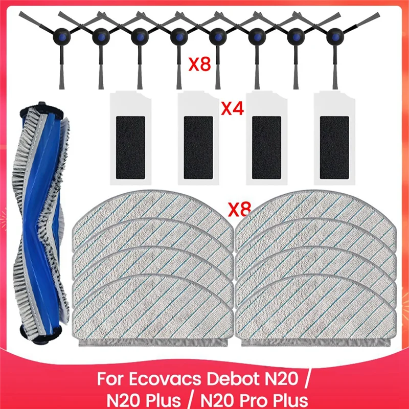 

SEWS-21PCS Vacuum Brush Filter And Mop Cloth Set For Ecovacs Debot N20 N20 Plus N20 Pro Plus Vacuum Cleaner Replacement Parts