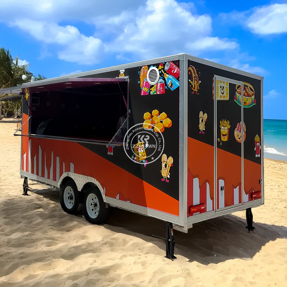 

NEW Hot Dog Ice Cream Pizza Food Trailer With CE DOT Certificate Street Bbq Food Truck With Full Kitchen Equipments