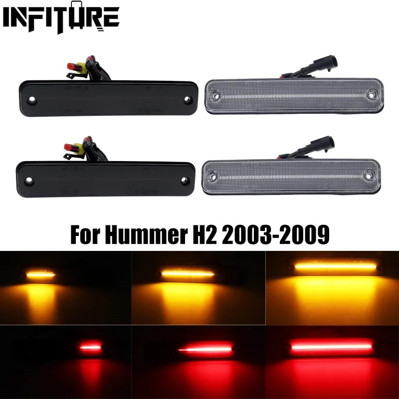 2/4Pcs LED Cab Roof Kit Side Marker Light Kit Front Rear Amber Red LED Turn Signal Warning Lamp For 2003-2009 HUMMER H2