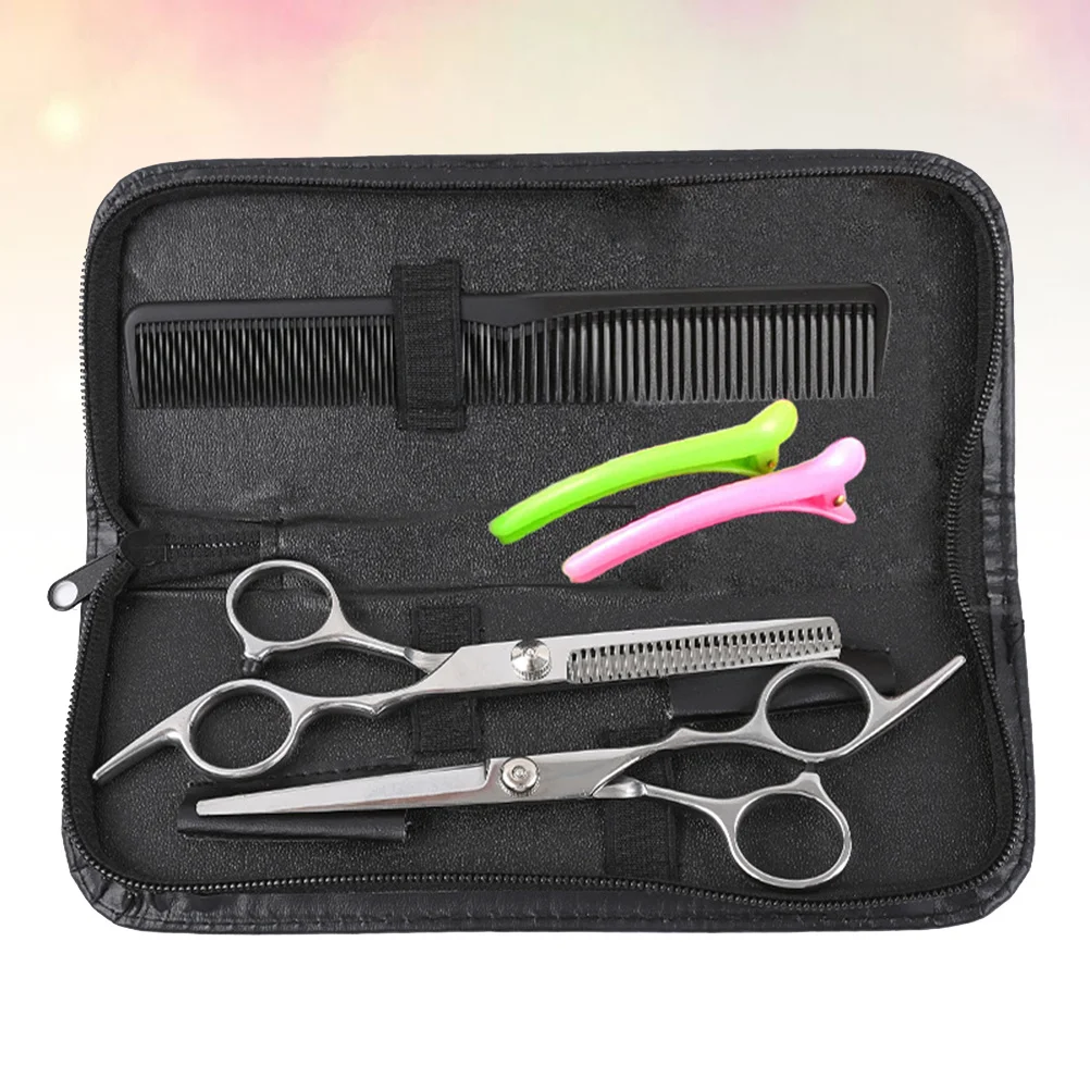 1세트 전문가용 헤어 커팅 키트 스테인리스 스틸 이발 가위 인체공학적 손잡이 휴대용 미용 도구 세트 홈 살롱용