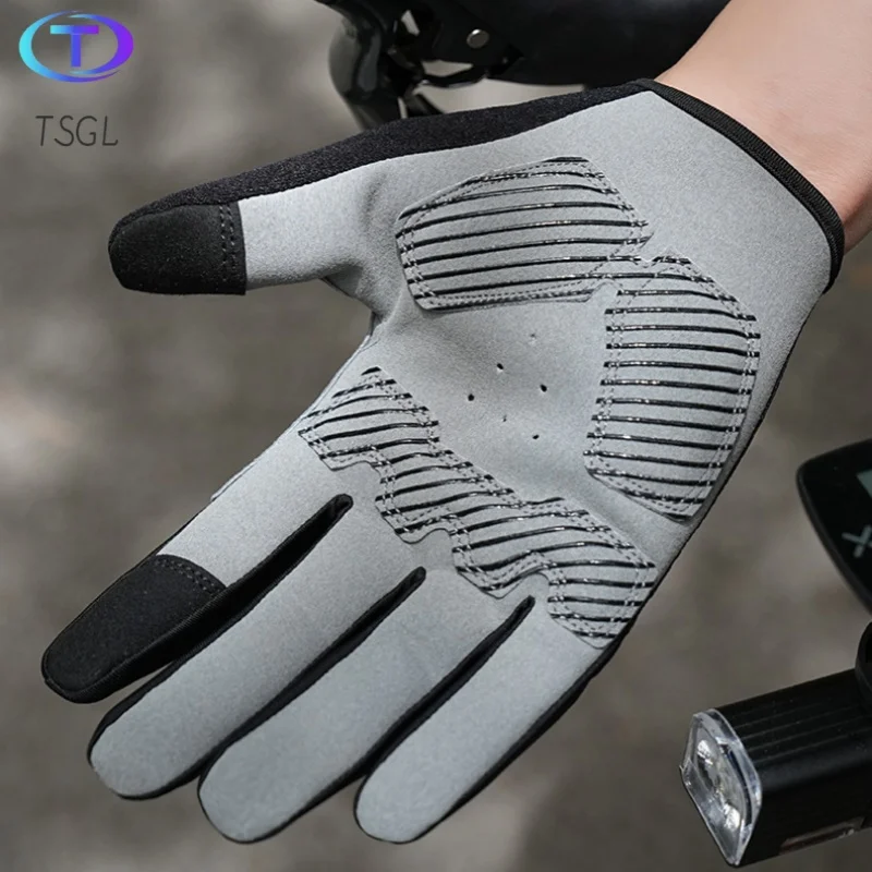 Guantes de ciclismo dedos completos pantalla táctil antideslizante Primavera Verano hombres guantes de bicicleta de carretera para Spotrs gimnasio Fitness bicicleta de pesca