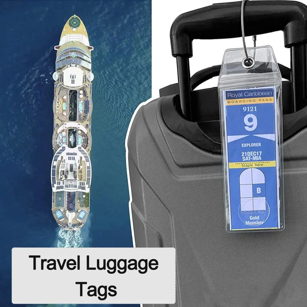 High Quality Cruise Luggage Bag Tags Reusable Identifier Suitcase Label Name ID Card Holder with Steel Loops For Travel