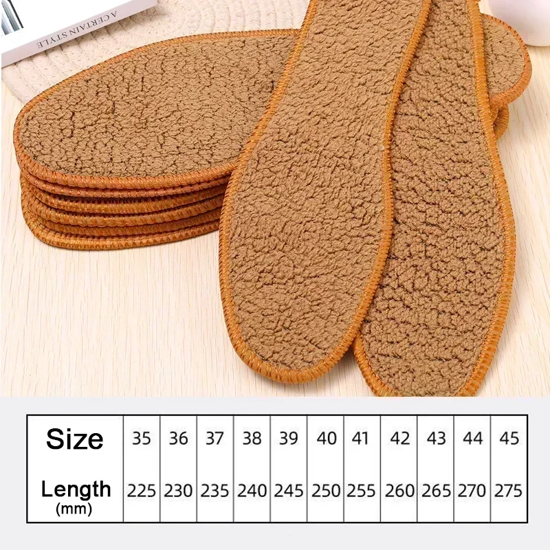 2/4pcs Winter Alpaca Wool Insoles Soft Plush Warm Thicken Foot Thermal Insole for Women Men Breathable Snow Boots Shoes Heat Pad