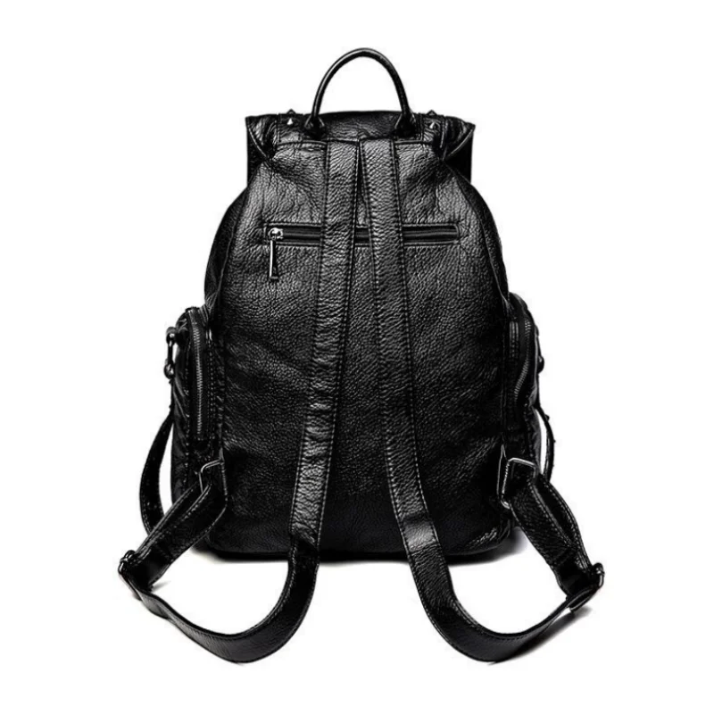 Bolso de hombro doble con remaches de cuero, bolso de viaje informal a la moda para mujer, bolso de viaje suave de gran capacidad, equipo para motocicleta