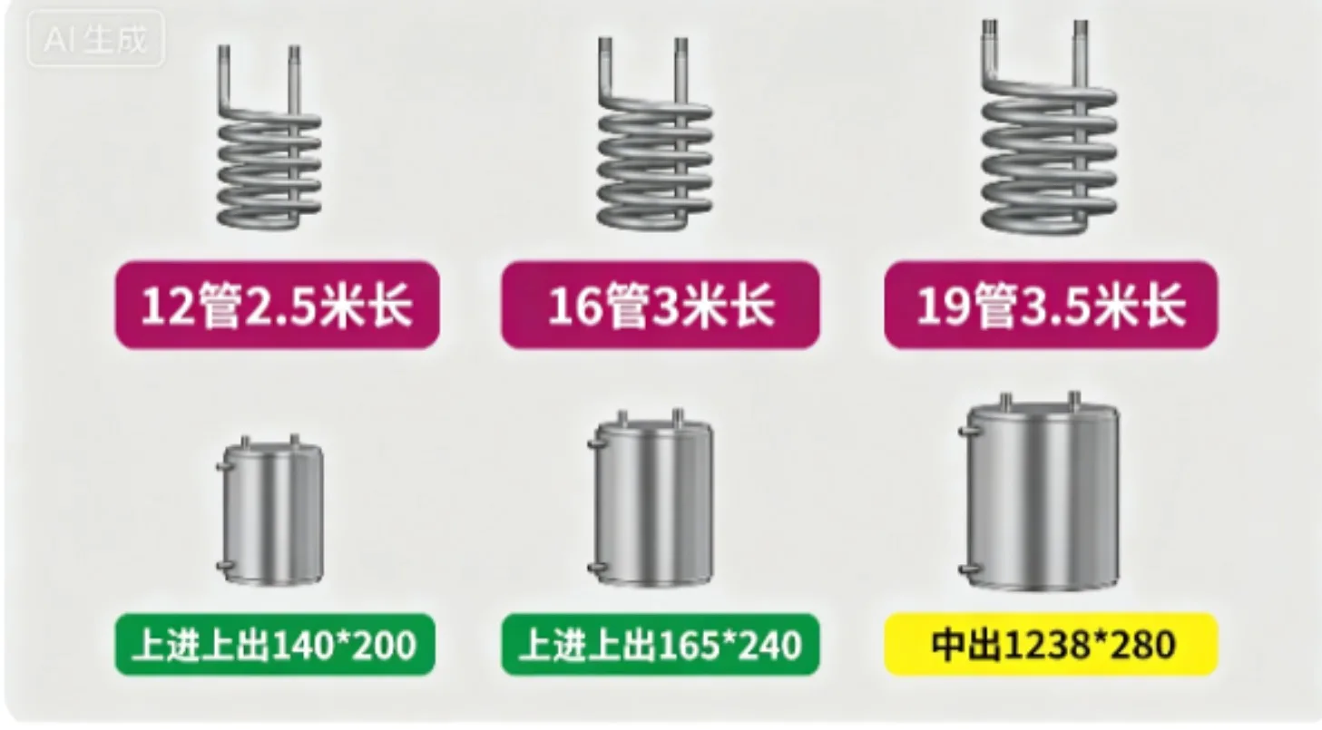 Stainless Steel Spiral Coil Heat Exchanger Refrigeration Condenser Cooling Heating Distillation Energy Saving
