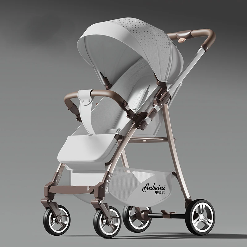 

Portable High Landscape Baby Strollers Can Sit Lie Folding Stroller Double-layer Seat Baby Four Seasons Universal Baby Carriage