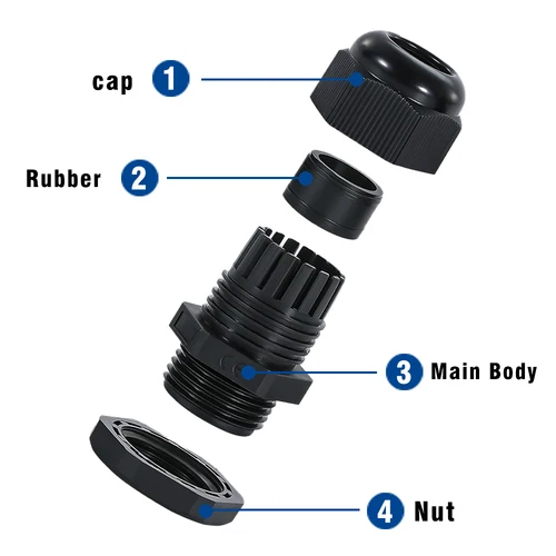 Imagen 2 del producto 100 Uds PG7 PG9 PG11 PG13.5 M12 M16 M18 M20 prensaestopas de Cable impermeable Nylon blanco negro prensaestopas juntas de nailon con junta