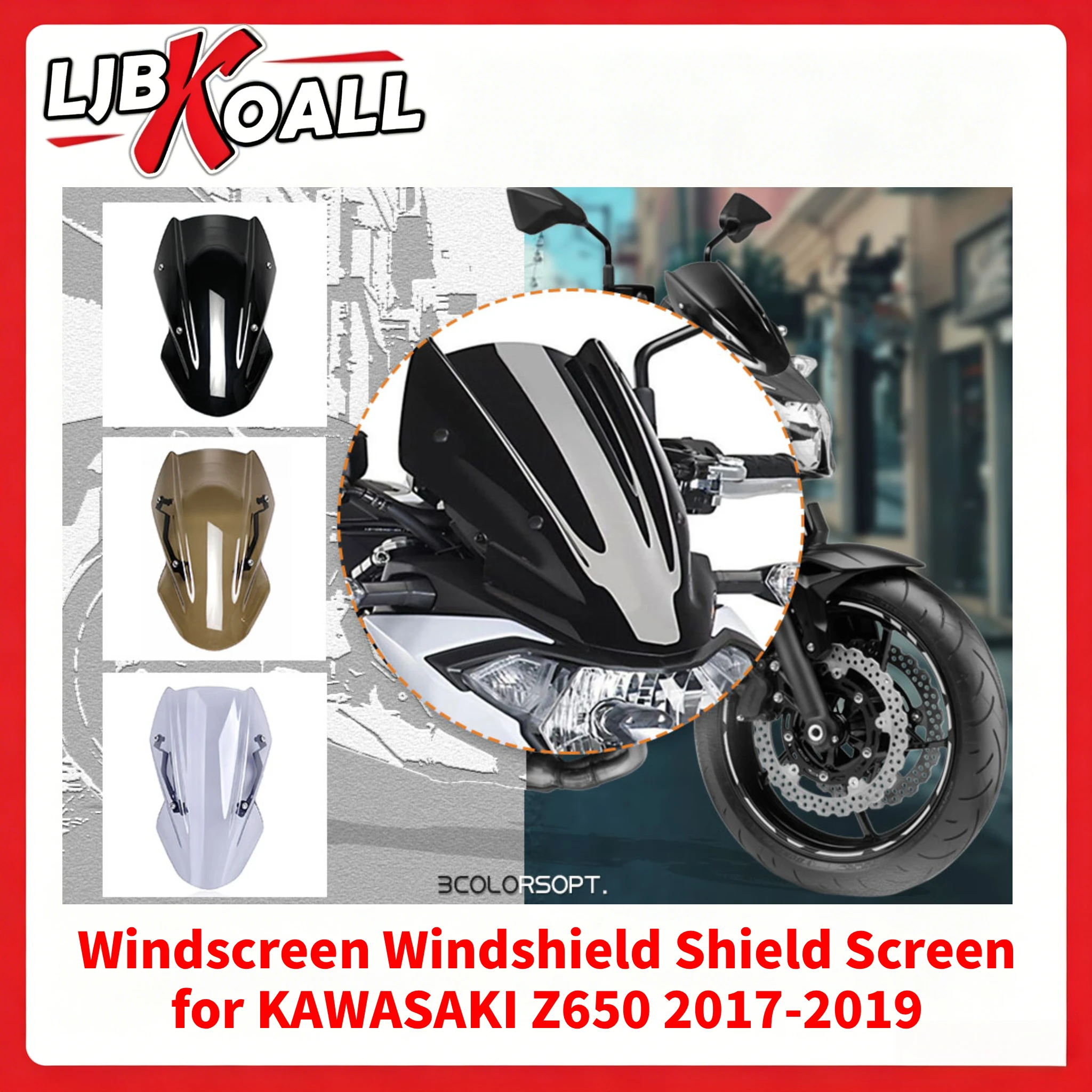 Z 650 Z-650 High Quality ABS Windscreen Windshield Shield Screen with Bracket For Kawasaki Z650 2017 2018 2019 Smoke Black Clear