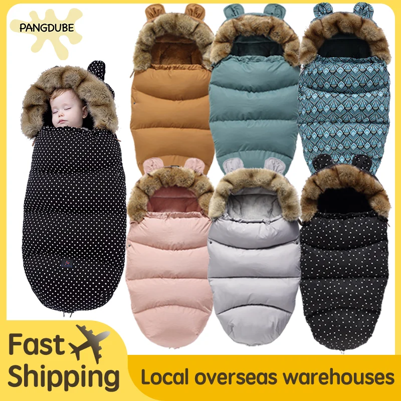 PANGDUBE Thick Baby Sleeping Bag Winter Baby Envelope In Stroller Footmuff for 0~12 Month Baby Sleepsacks Newborn Sleeping Sack