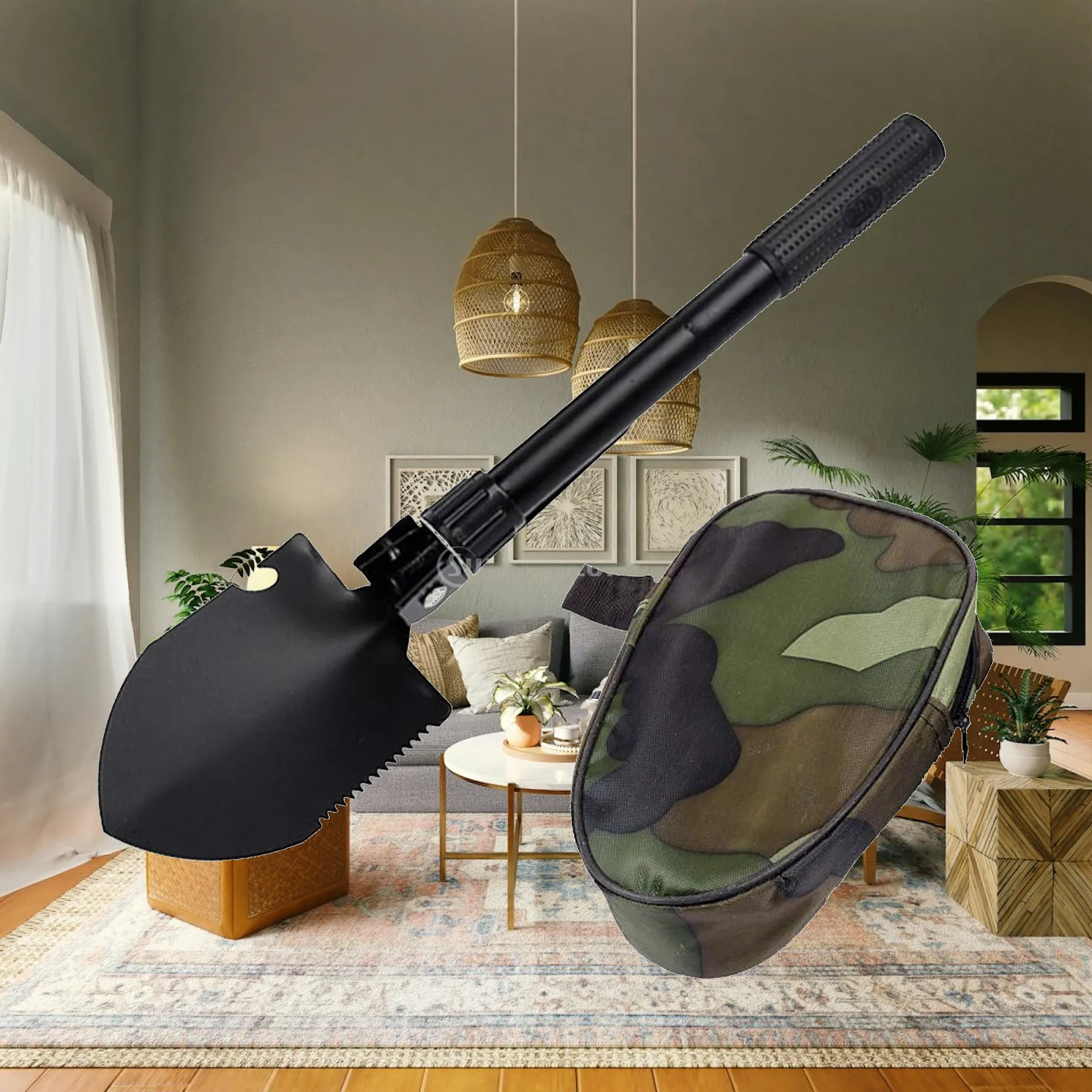 Compact Detector Digger Spade with Pouch Bag for Metal Detecting Treasure Hunting Camping Gardening Shovel Accessory