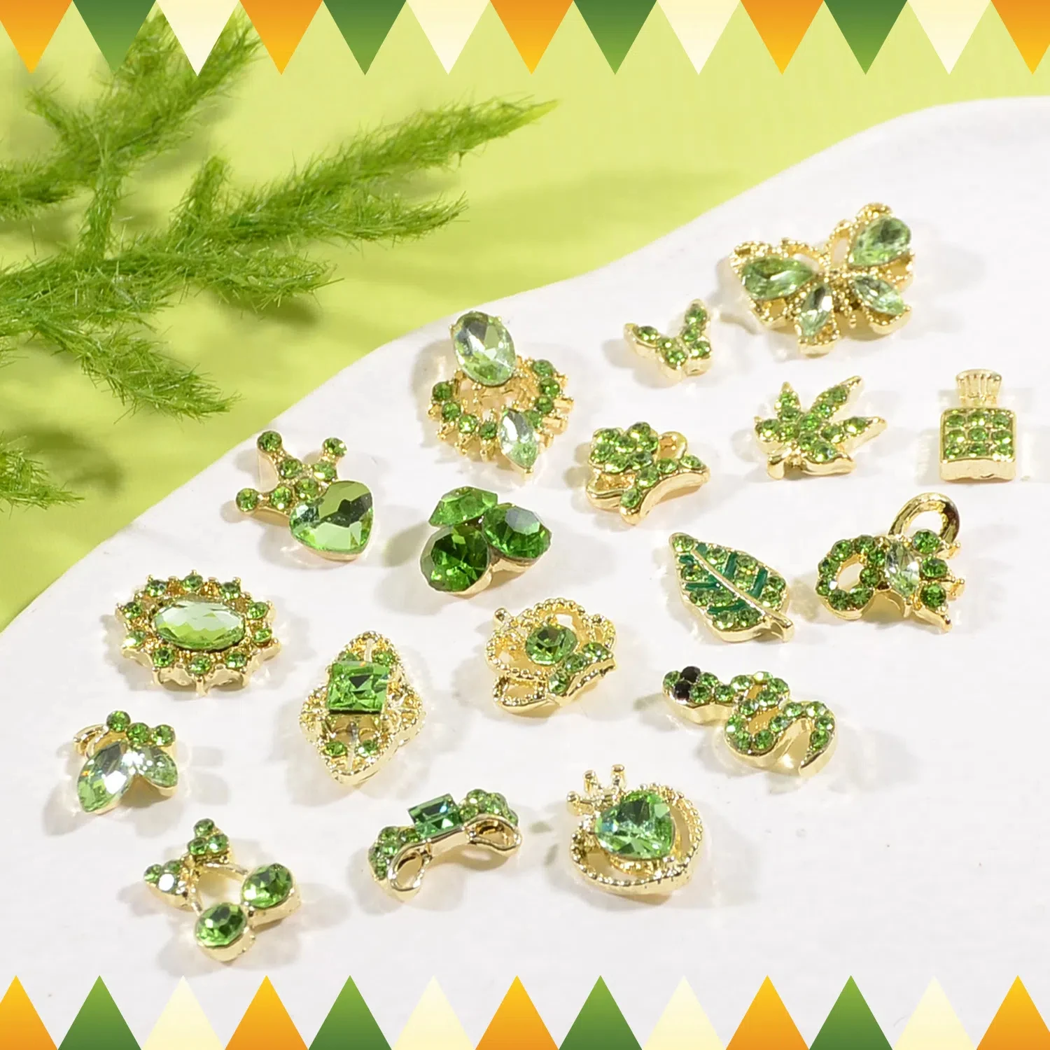 DIY 3D 나비 합금 다이아몬드 네일 아트 장식-살롱 일일 사용을위한 슈퍼 요정 빛 녹색 뱀 디자인 손톱 액세서리