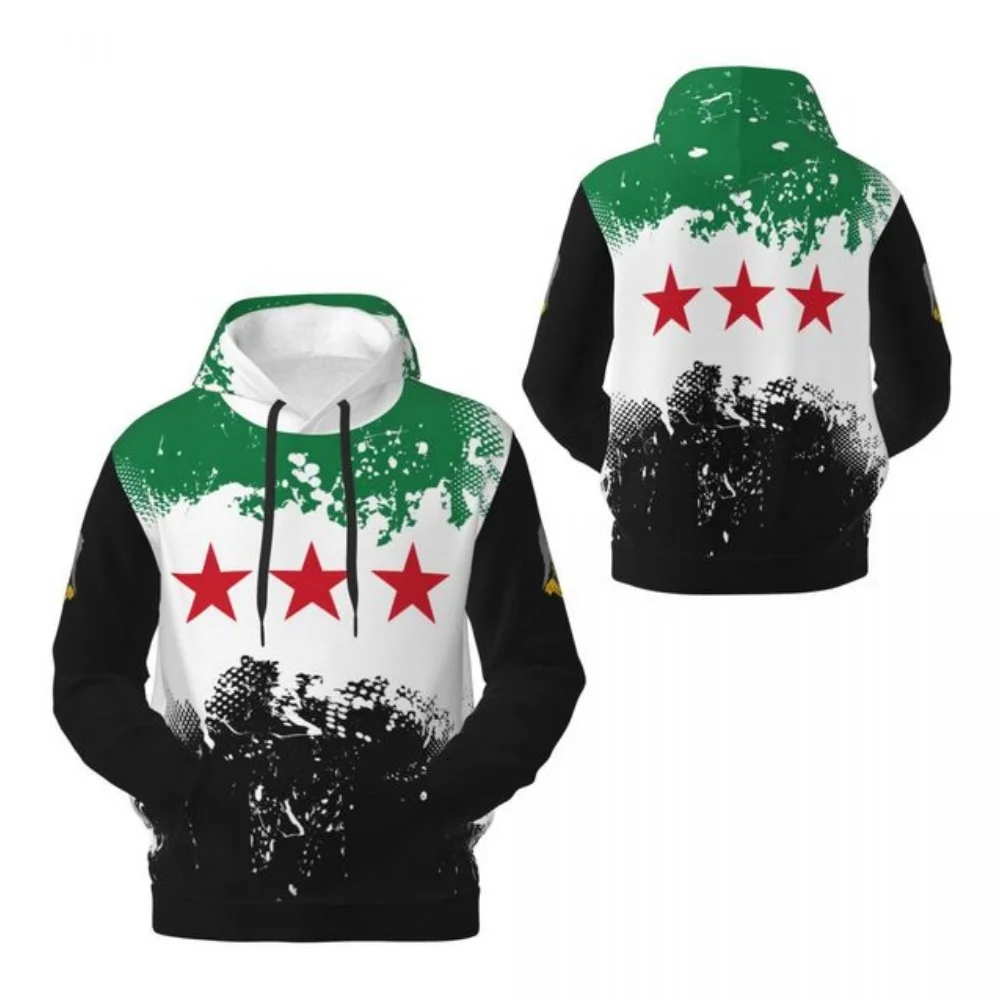 Autumn mens Syrian flag brand new mens sportswear casual sportswear national emblem graphic hatsweater 3D printed streetwear2024