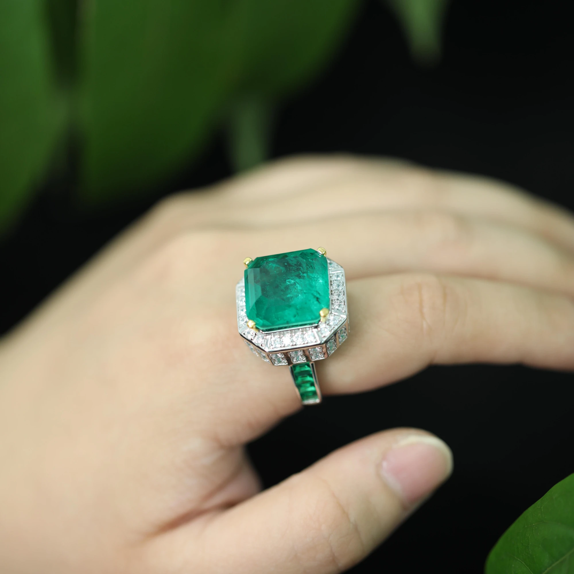 Vintage 925 Sterling Silver 14x14mm 12CT Asscher Cut Simulated Emerald Art Deco Fine Jewelry for Women Engagement Party Gift