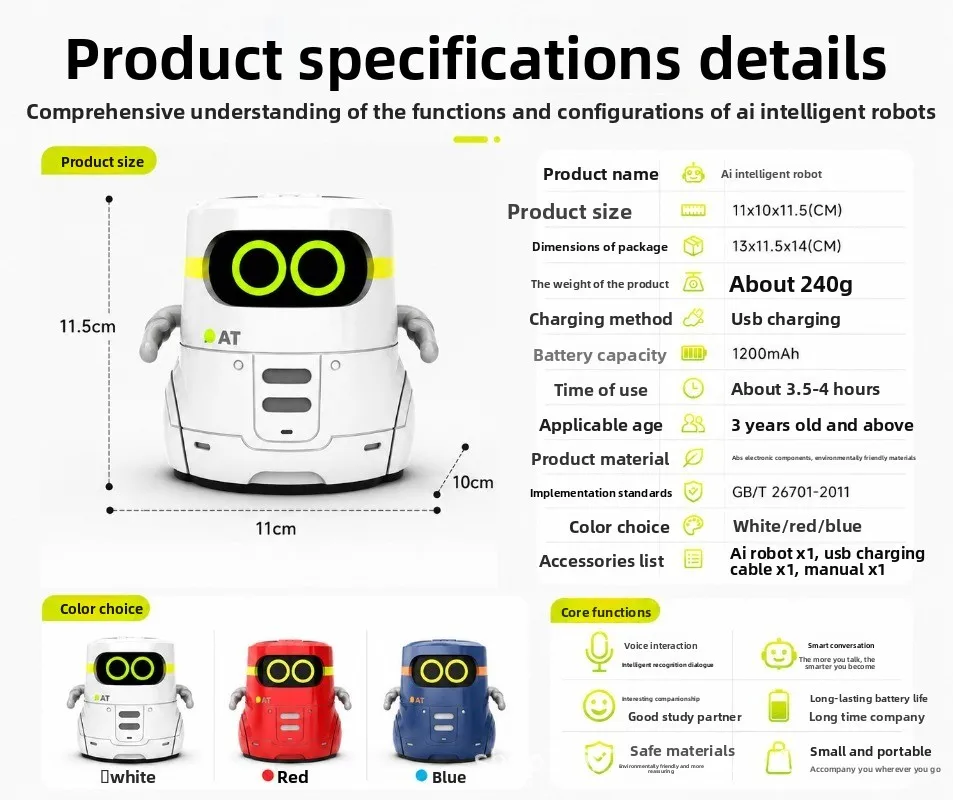 Obrázek 7: Chytrý rodič-dítě na robot s hlas sensing opakovat a voice-controlled časně osvěta companionship hračka pro děti