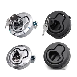 1PCS Marine Boat Flush Mount Hatch Flush Pull Latch Stainless Steel Lock Key Lift Slam Latch Plastic Locks for RV Yacht Custom
