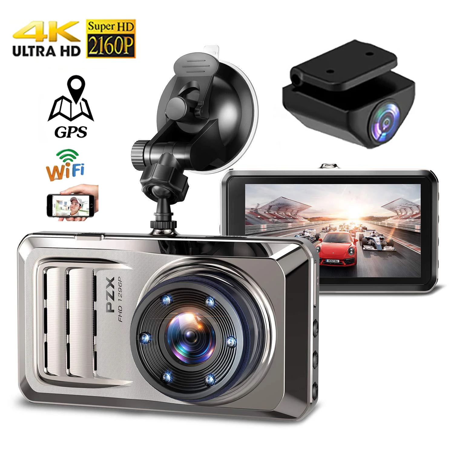 

2160P Drive Video Recorder 4K Vehicle Camera GPS Wifi Car DVR App Control Dash Cam Night Vision Dashcam Auto Black Box Registrar