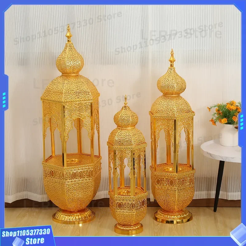 Large Golden Hollow Castle Incense Burner for Dubai Middle East Living Room Charcoal Aromatherapy Ornament Wedding Atmosphere