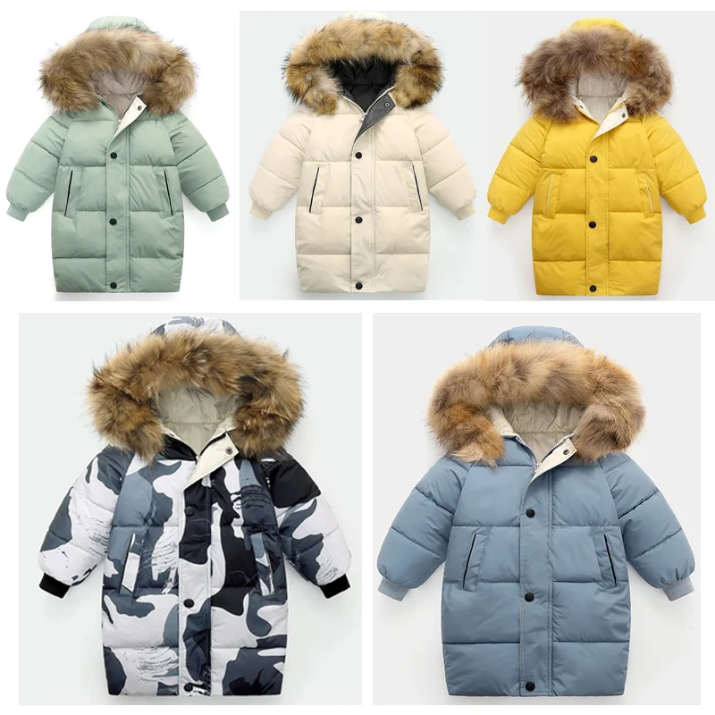 

Winter Children Down Jackets Teens Thick Fashion Coats Kids Warm Parkas Casual Clothes Boys And Girls Big Fur Collar Outerwear